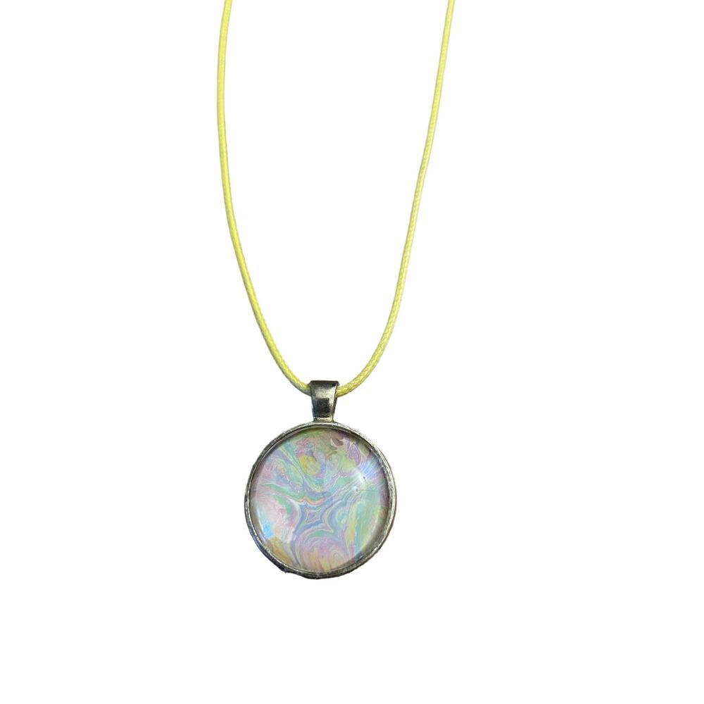Silver Tone Pendant with Pastel Resin whimsy fairy
